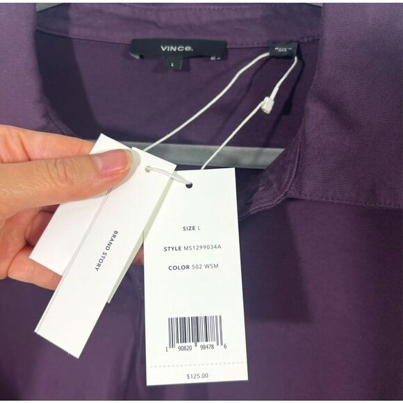 Vince Size Large Men's Purple Long Sleeve Cotton Polo Shirt New w Tags ! - Picture 3 of 10